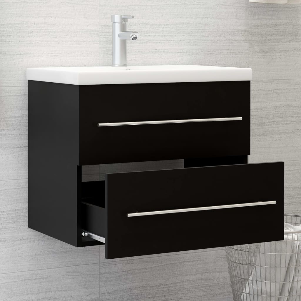 Mobile Lavabo Nero 60x38,5x48 cm in Legno Multistrato