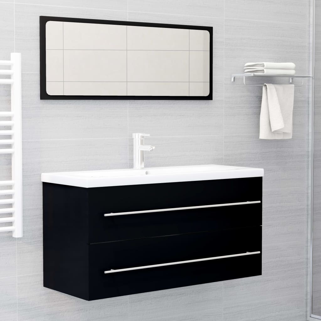 Mobile Lavabo Nero 100x38,5x48 cm in Legno Multistrato | homemem39