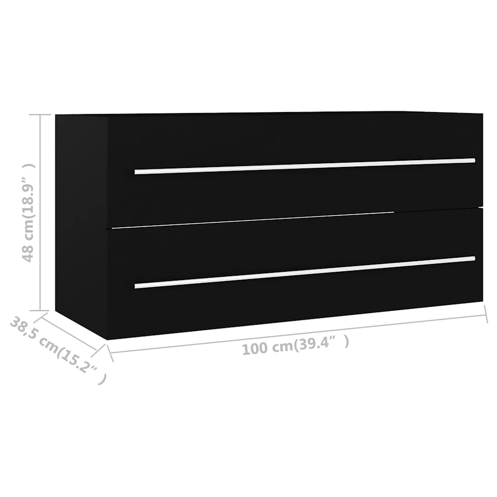 Mobile Lavabo Nero 100x38,5x48 cm in Legno Multistrato