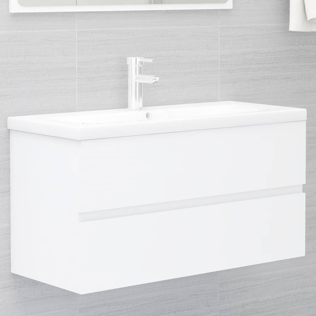 Mobile Lavabo Bianco 90x38,5x45 cm in Legno Multistrato | homemem39