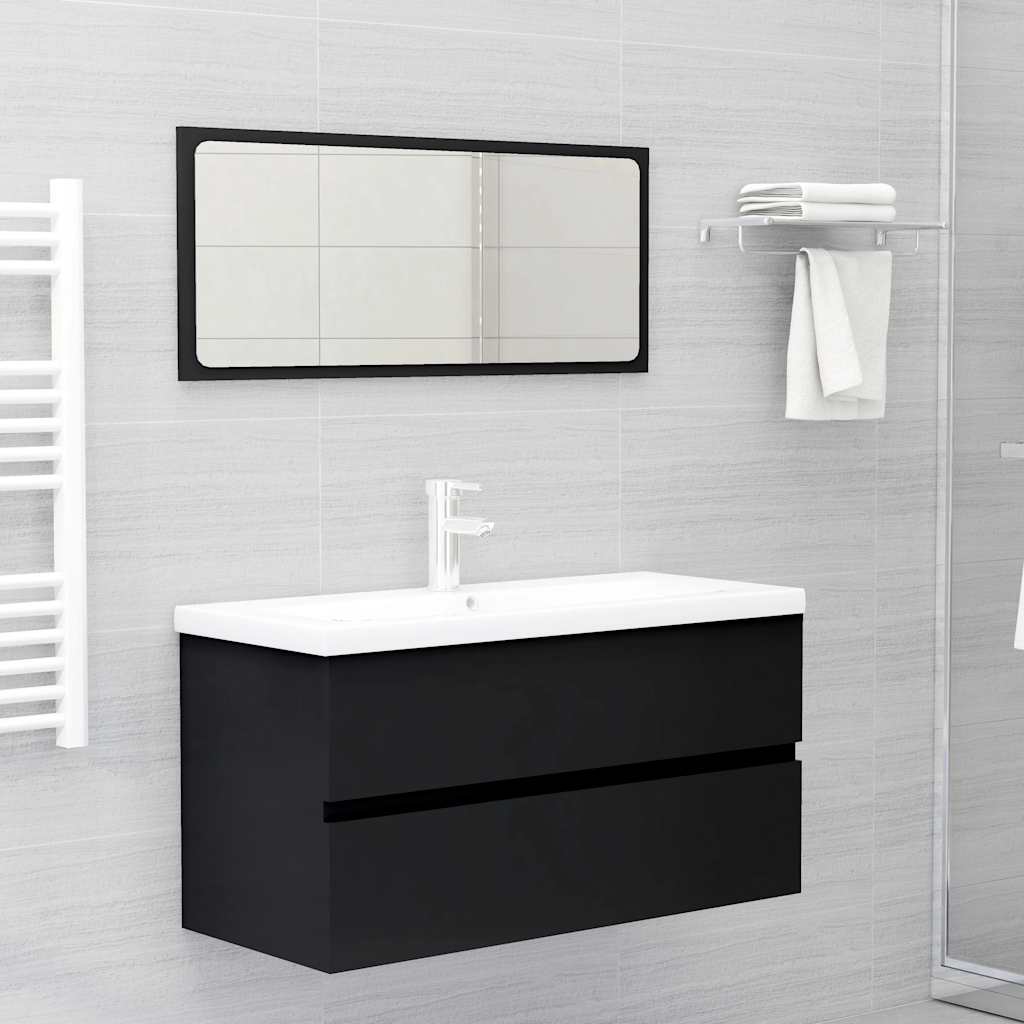 Mobile Lavabo Nero 90x38,5x45 cm in Legno Multistrato | homemem39