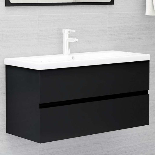 Mobile Lavabo Nero 90x38,5x45 cm in Legno Multistrato | homemem39