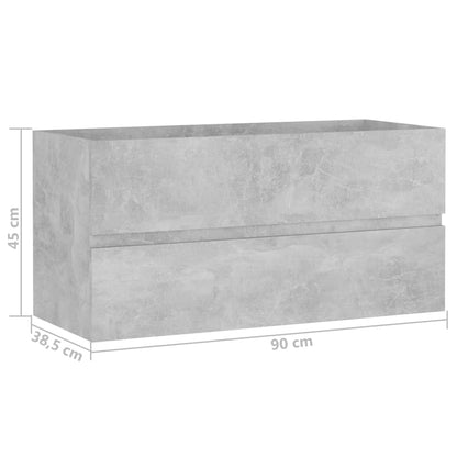 Mobile Lavabo Grigio Cemento 90x38,5x45 cm in Legno Multistrato | homemem39