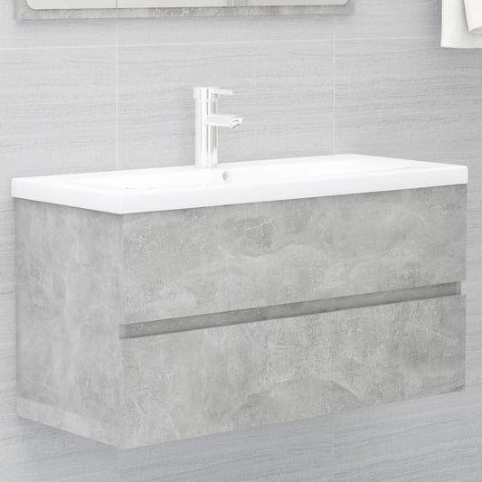Mobile Lavabo Grigio Cemento 90x38,5x45 cm in Legno Multistrato | homemem39