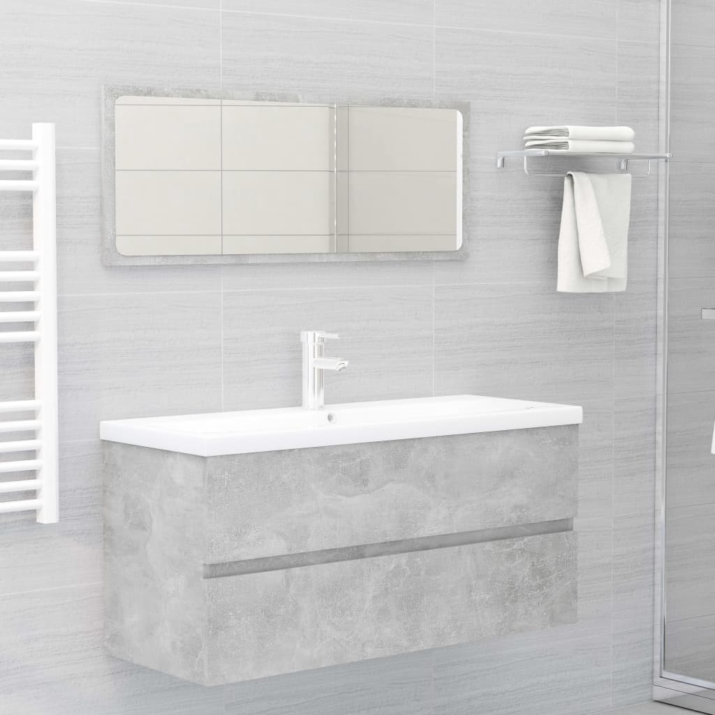Mobile Lavabo Grigio Cemento 100x38,5x45cm in Legno Multistrato | homemem39