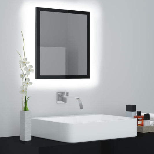 Specchio da Bagno LED Nero Lucido 40x8,5x37 cm in Acrilico - homemem39