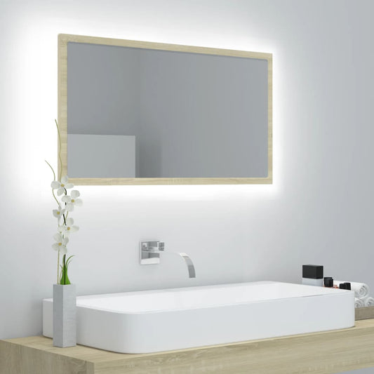 Specchio da Bagno LED Rovere Sonoma 80x8,5x37 cm in Acrilico - homemem39