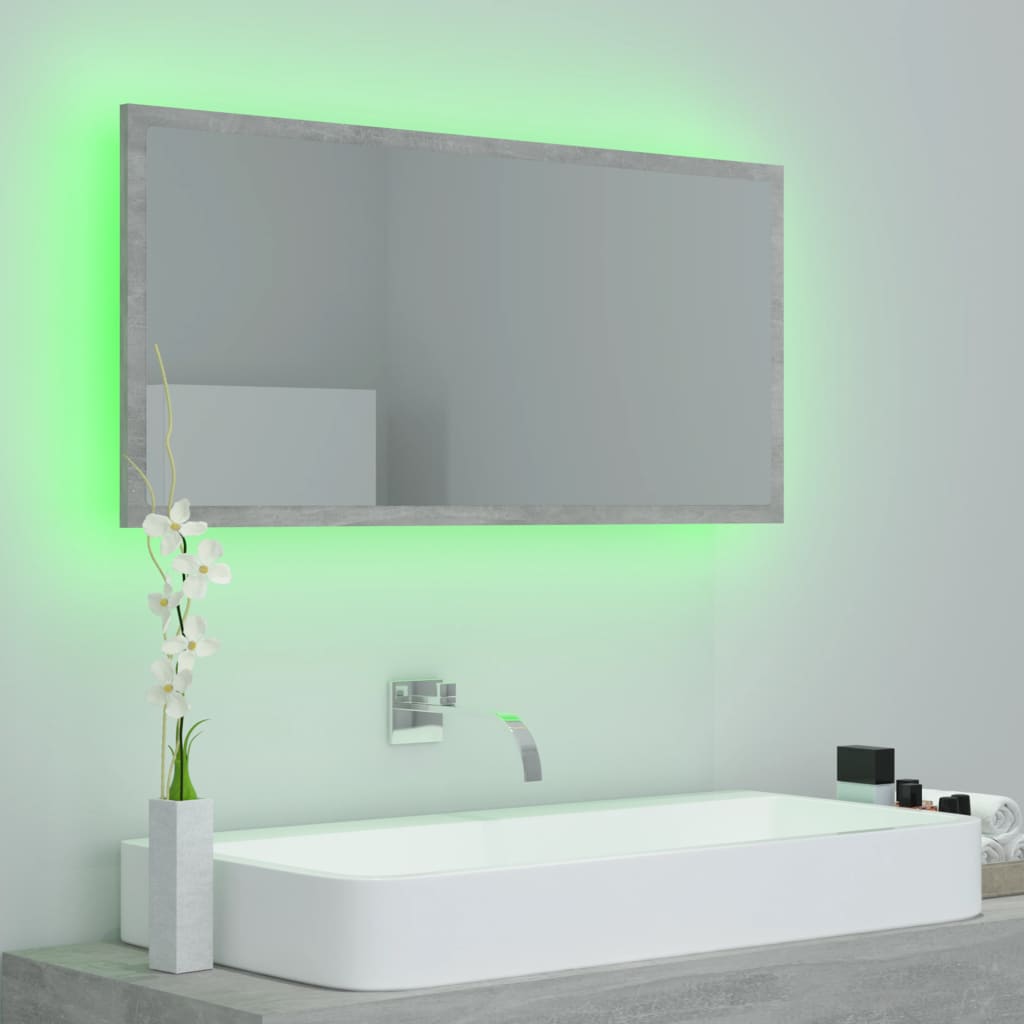 Specchio da Bagno a LED Grigio 90x8,5x37 cm in Acrilico | homemem39