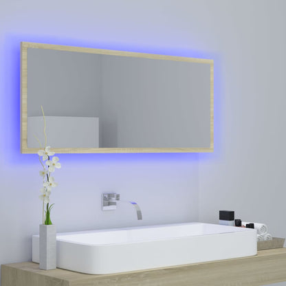 Specchio da Bagno LED Rovere Sonoma 100x8,5x37 cm in Acrilico | homemem39