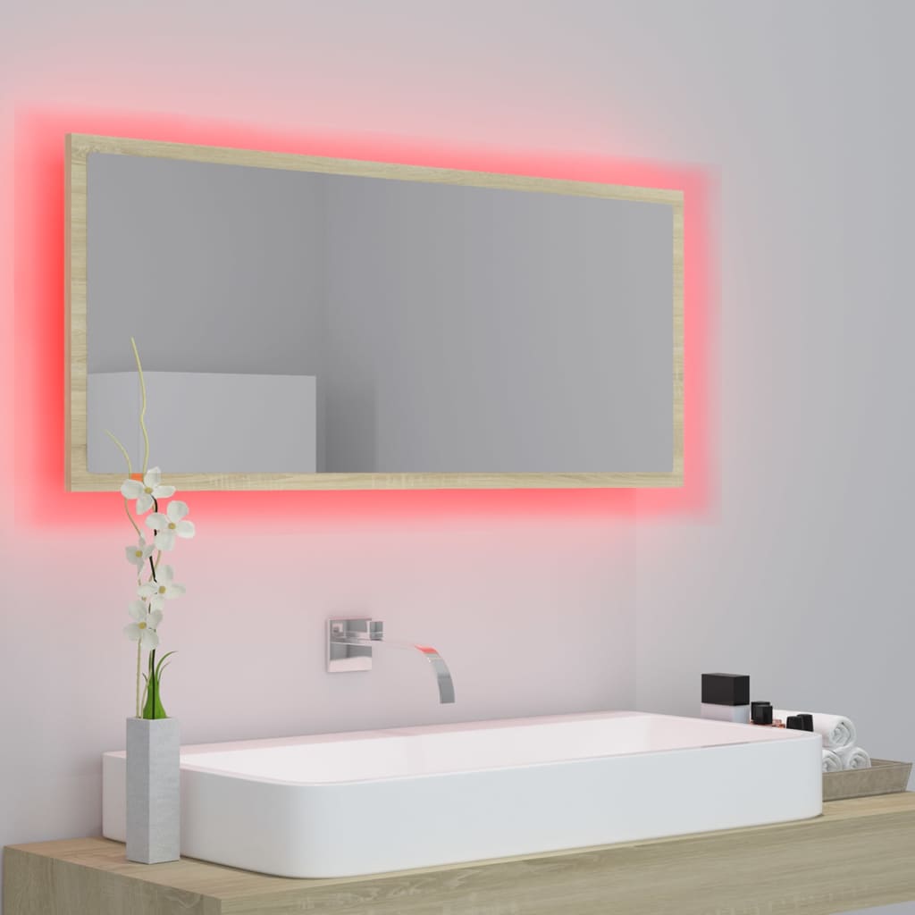 Specchio da Bagno LED Rovere Sonoma 100x8,5x37 cm in Acrilico | homemem39
