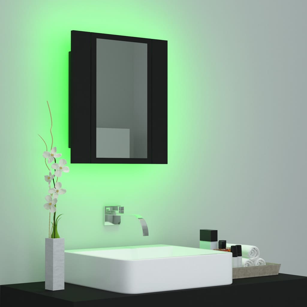 Armadietto a Specchio con Luci LED Nero 40x12x45 cm in Acrilico - homemem39