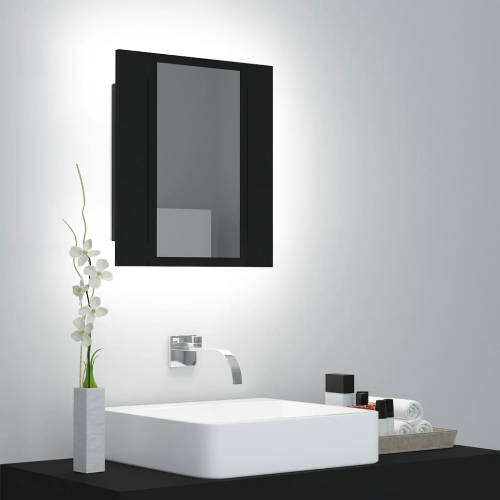 Armadietto a Specchio con Luci LED Nero 40x12x45 cm in Acrilico - homemem39