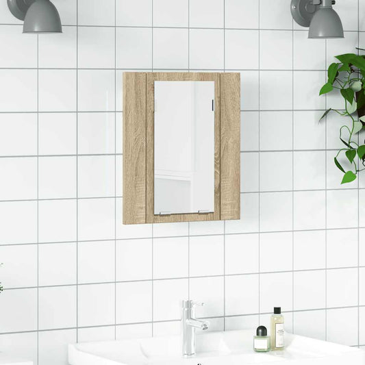 Armadietto a Specchio con Luci LED Rovere Sonoma in Acrilico - homemem39