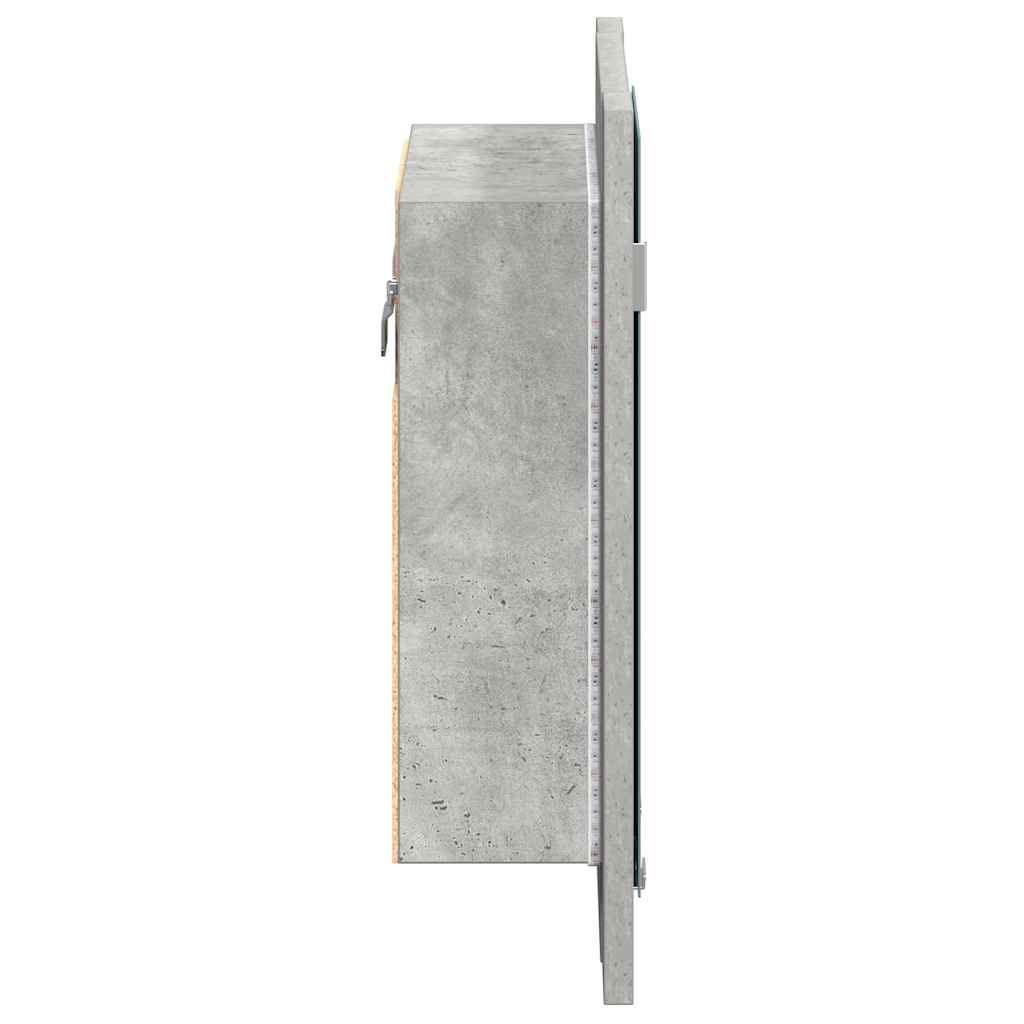 Armadietto a Specchio con Luci LED Grigio Cemento in Acrilico - homemem39