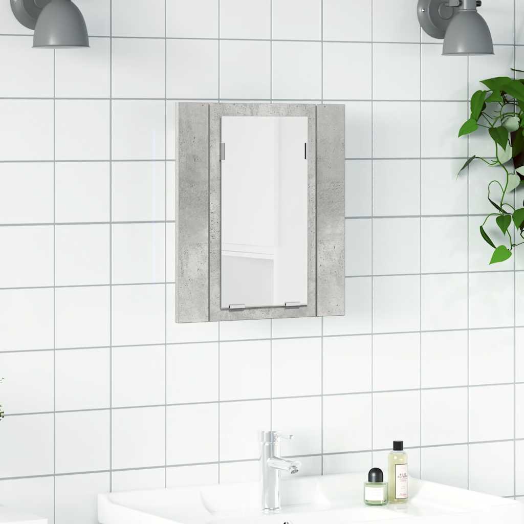 Armadietto a Specchio con Luci LED Grigio Cemento in Acrilico - homemem39