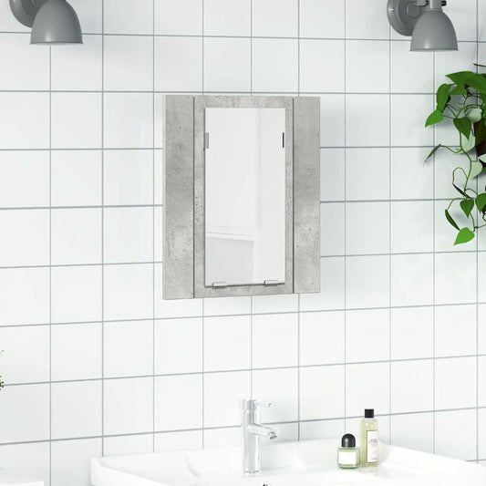 Armadietto a Specchio con Luci LED Grigio Cemento in Acrilico - homemem39