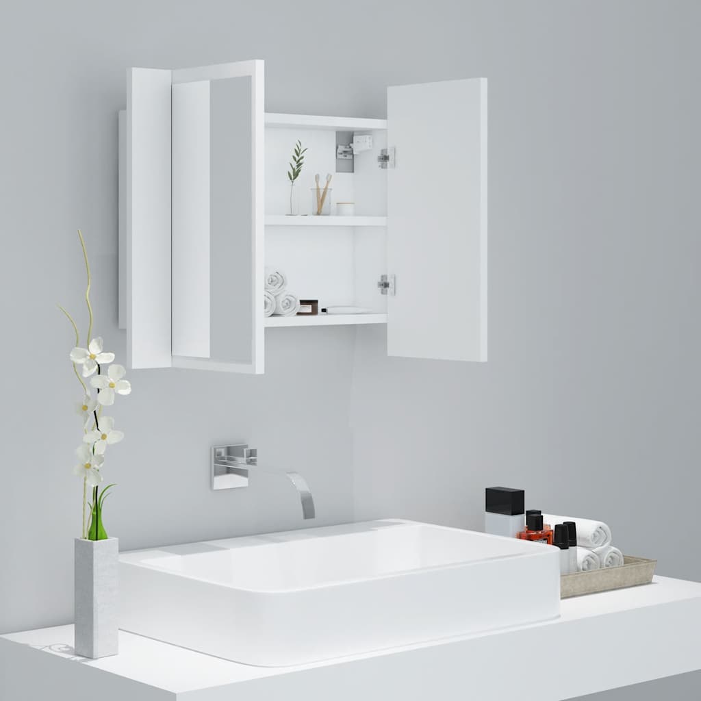 Armadietto a Specchio con Luci LED Bianco 60x12x45 in Acrilico - homemem39