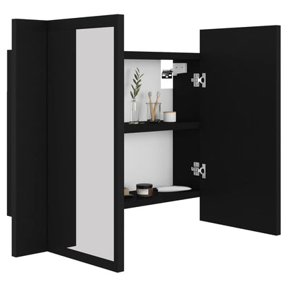 Armadietto a Specchio con Luci LED Nero 60x12x45 cm in Acrilico - homemem39