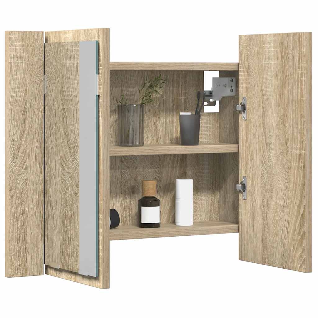 Armadietto a Specchio con Luci LED Rovere Sonoma in Acrilico | homemem39