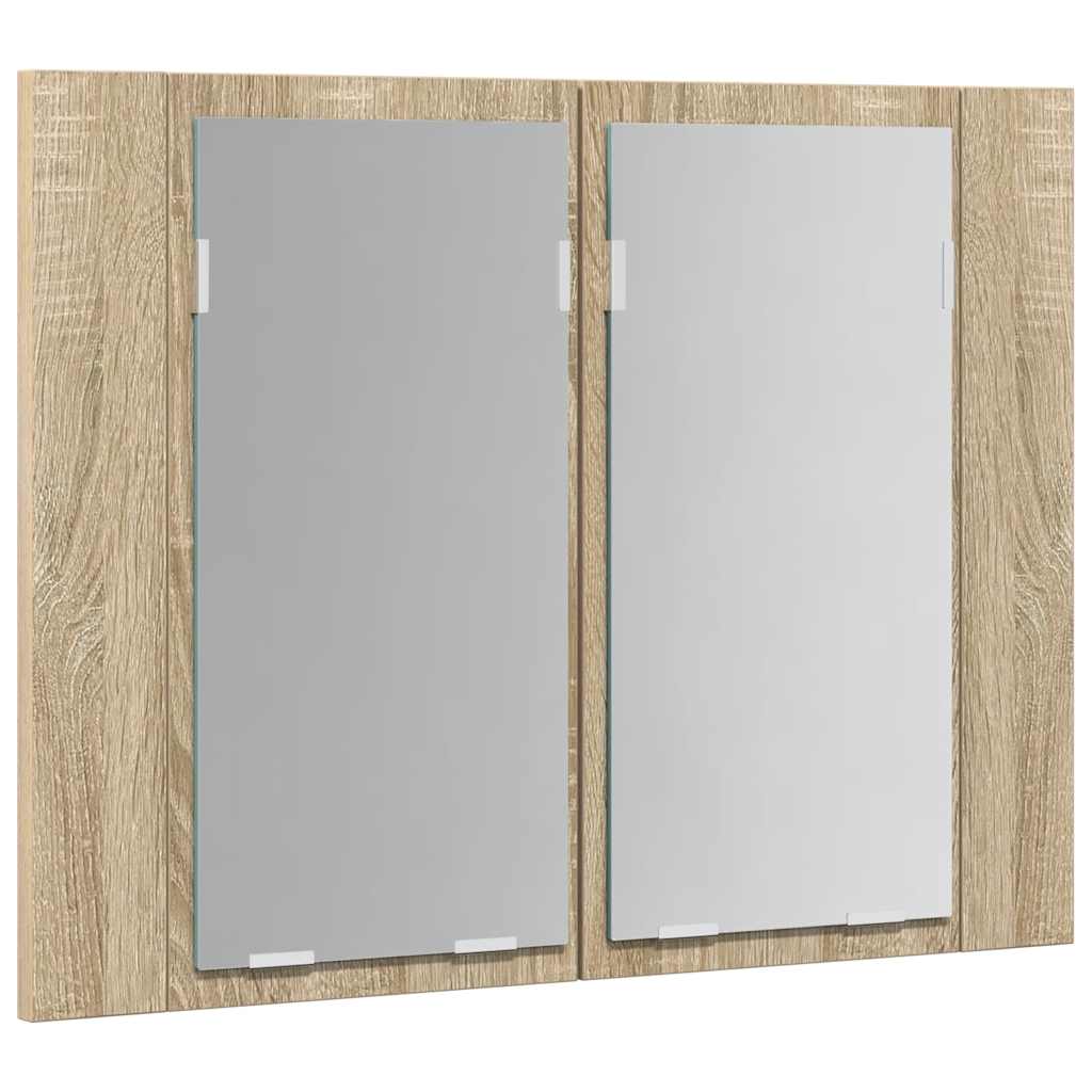 Armadietto a Specchio con Luci LED Rovere Sonoma in Acrilico | homemem39