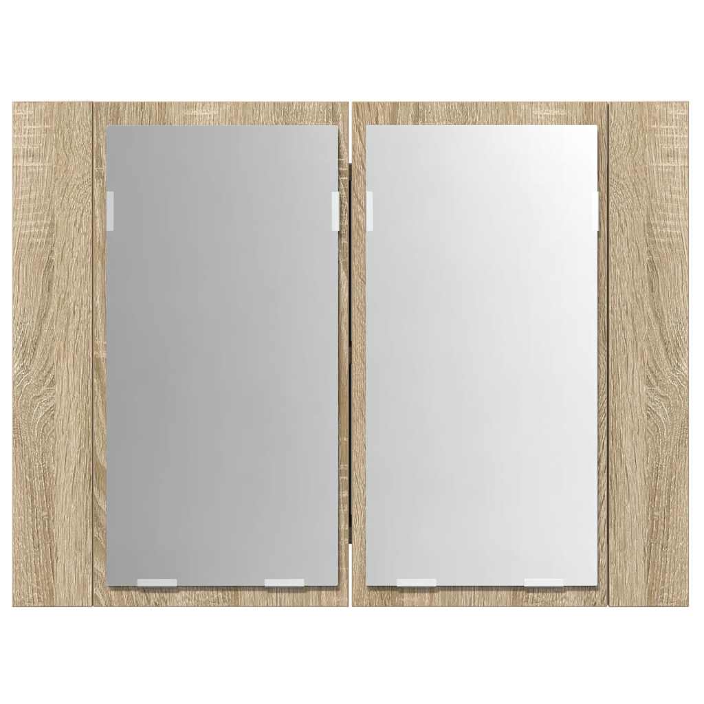 Armadietto a Specchio con Luci LED Rovere Sonoma in Acrilico | homemem39