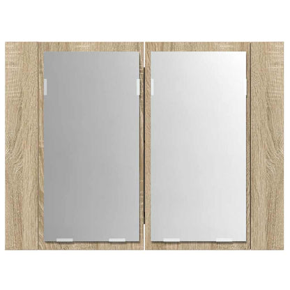 Armadietto a Specchio con Luci LED Rovere Sonoma in Acrilico | homemem39