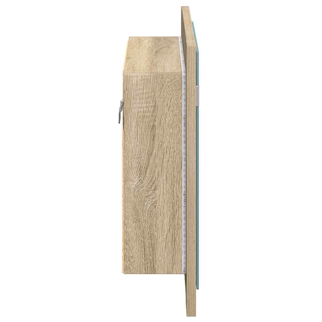 Armadietto a Specchio con Luci LED Rovere Sonoma in Acrilico | homemem39