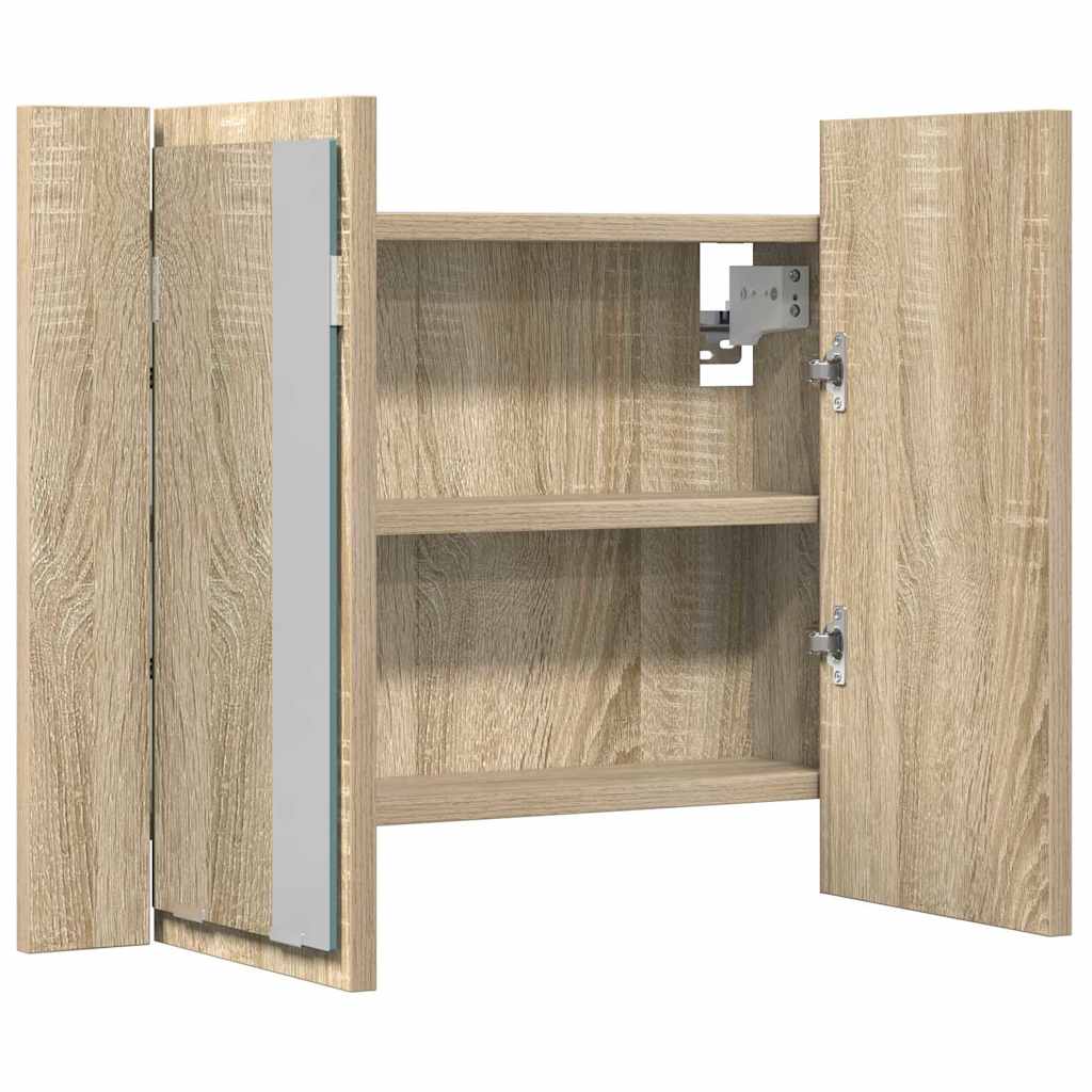 Armadietto a Specchio con Luci LED Rovere Sonoma in Acrilico | homemem39