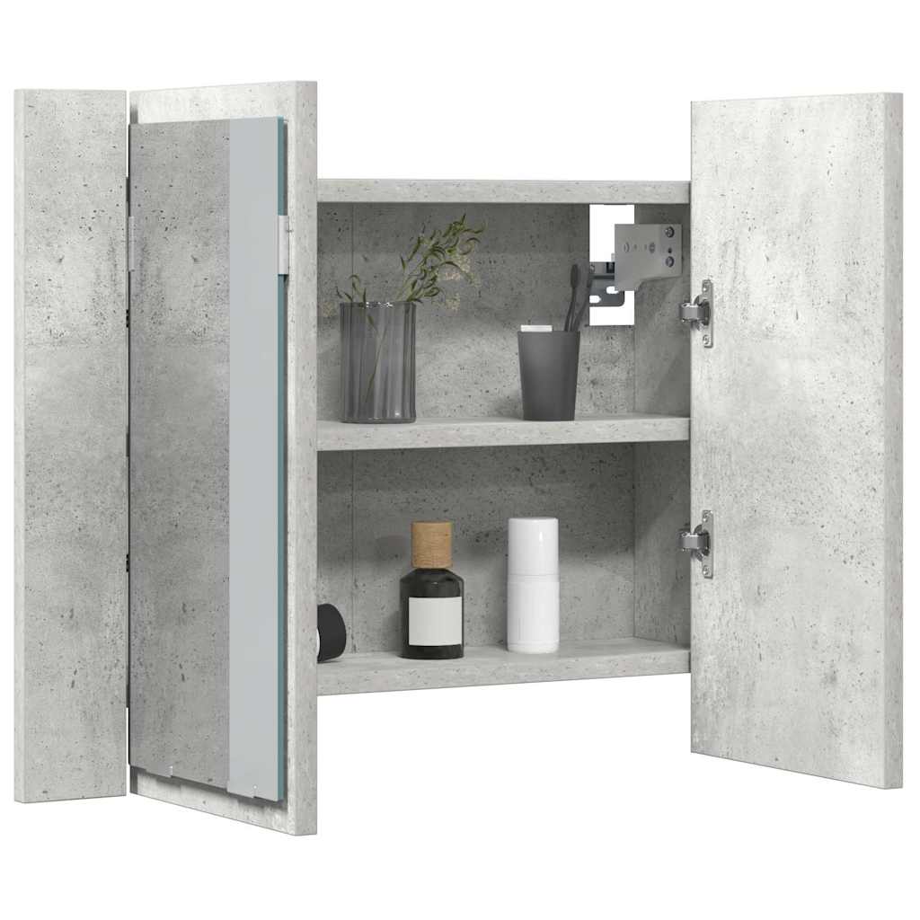 Armadietto a Specchio con Luci LED Grigio Cemento in Acrilico - homemem39
