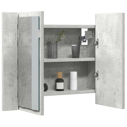Armadietto a Specchio con Luci LED Grigio Cemento in Acrilico - homemem39