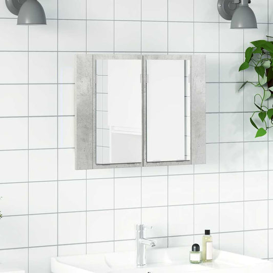 Armadietto a Specchio con Luci LED Grigio Cemento in Acrilico - homemem39