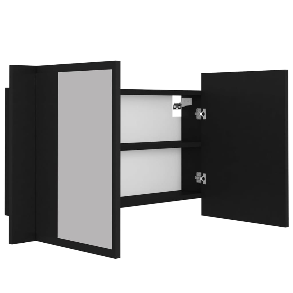 Armadietto a Specchio con Luci LED Nero 80x12x45 cm in Acrilico - homemem39