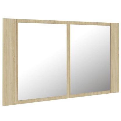 Armadietto a Specchio con Luci LED Rovere Sonoma in Acrilico | homemem39