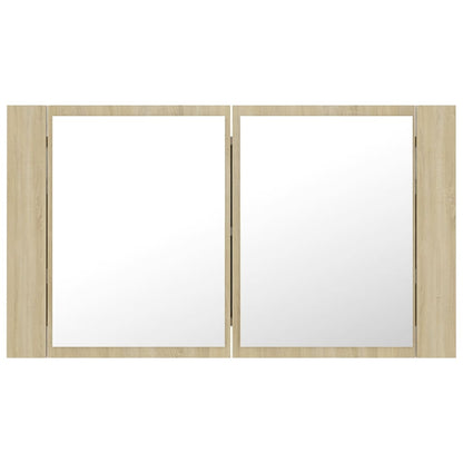Armadietto a Specchio con Luci LED Rovere Sonoma in Acrilico | homemem39