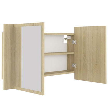 Armadietto a Specchio con Luci LED Rovere Sonoma in Acrilico | homemem39