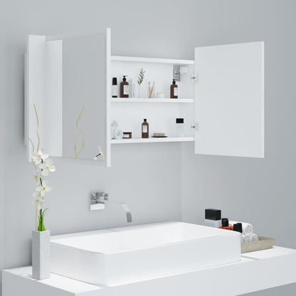Armadietto a Specchio con Luci LED Bianco 90x12x45 in Acrilico - homemem39