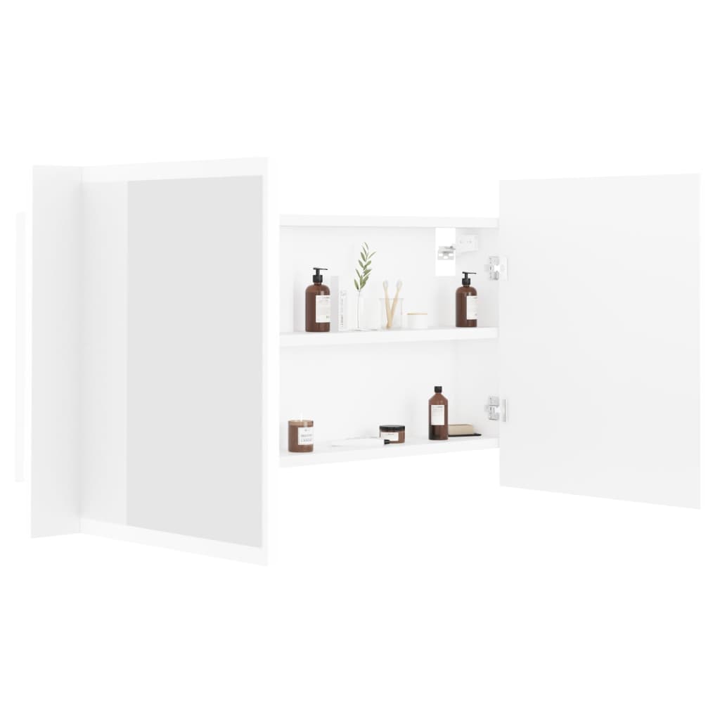 Armadietto a Specchio con Luci LED Bianco 90x12x45 in Acrilico - homemem39