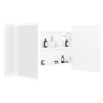 Armadietto a Specchio con Luci LED Bianco 90x12x45 in Acrilico - homemem39