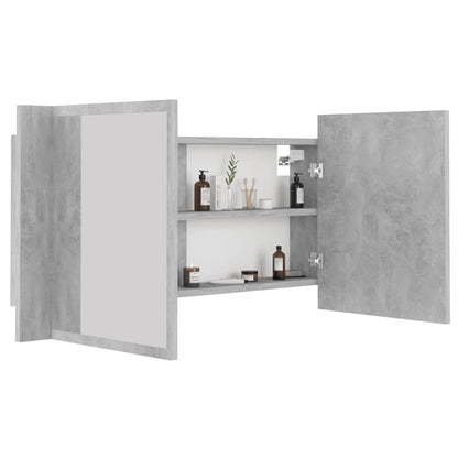 Armadietto a Specchio con Luci LED Grigio Cemento in Acrilico | homemem39