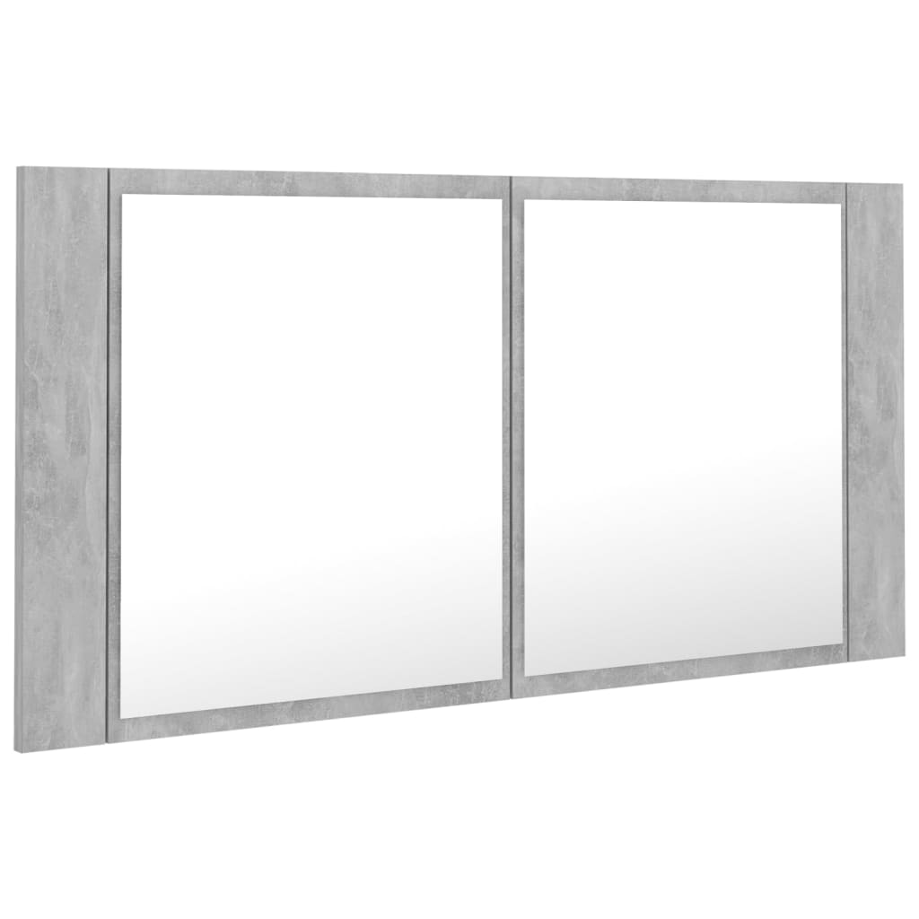 Armadietto a Specchio con Luci LED Grigio Cemento in Acrilico | homemem39