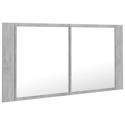 Armadietto a Specchio con Luci LED Grigio Cemento in Acrilico | homemem39