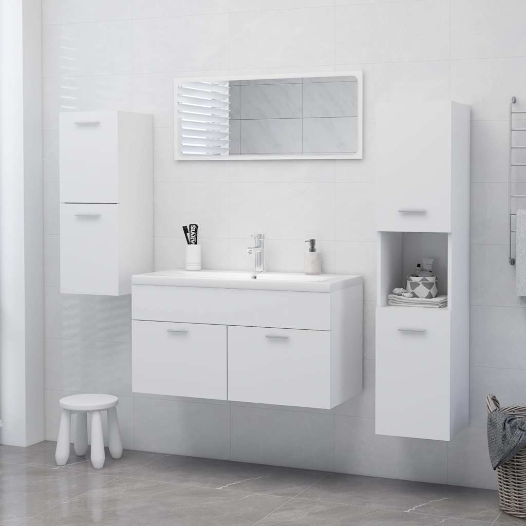 Mobile da Bagno Bianco 30x30x130 cm in Legno Multistrato