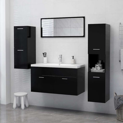 Mobile da Bagno Nero 30x30x130 cm in Legno Multistrato
