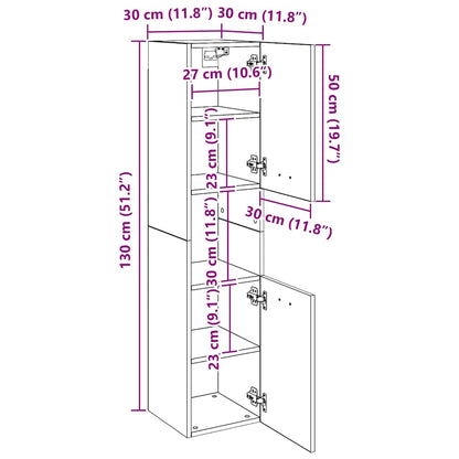Mobile da Bagno Nero 30x30x130 cm in Legno Multistrato