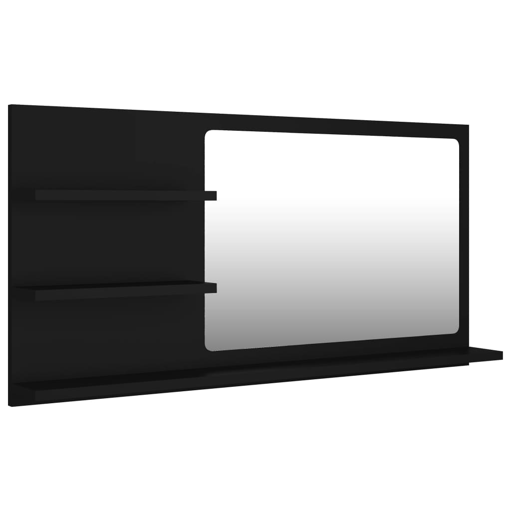 Specchio da Bagno Nero 90x10,5x45 cm in Legno Multistrato | homemem39