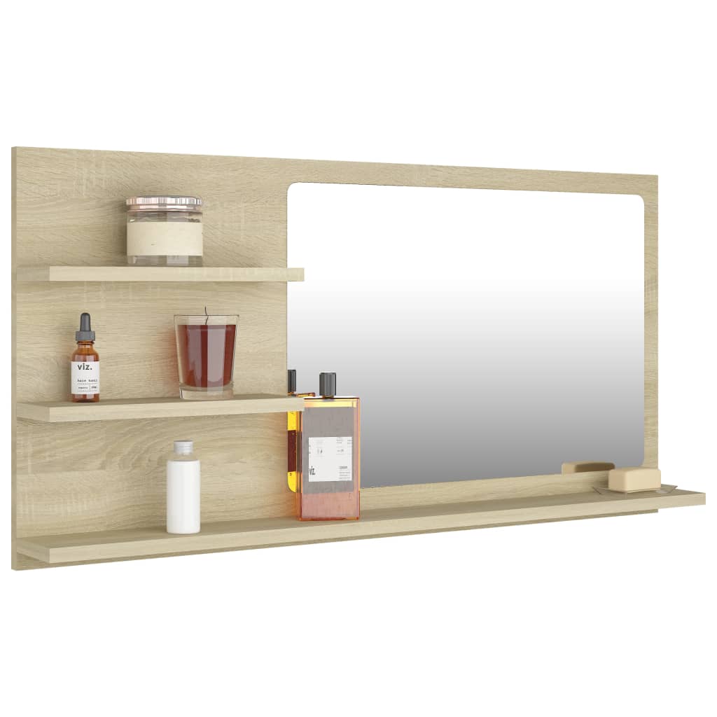 Specchio da Bagno Rovere Sonoma 90x10,5x45 cm Legno Multistrato - homemem39