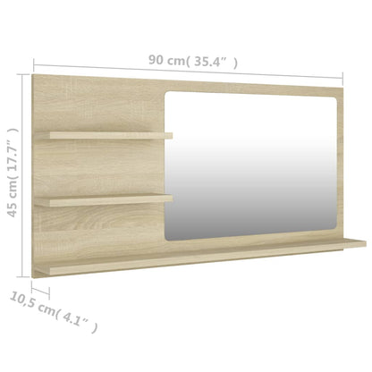 Specchio da Bagno Rovere Sonoma 90x10,5x45 cm Legno Multistrato - homemem39