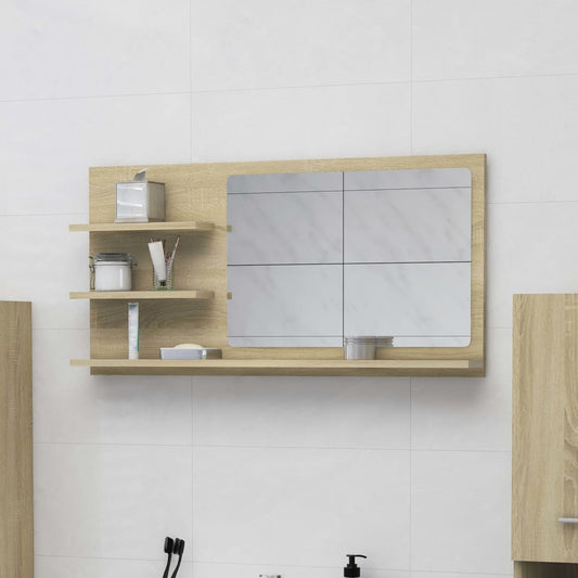 Specchio da Bagno Rovere Sonoma 90x10,5x45 cm Legno Multistrato - homemem39