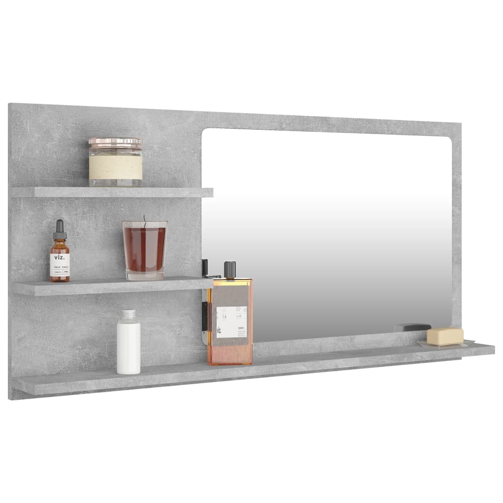 Specchio da Bagno Grigio Cemento 90x10,5x45cm Legno Multistrato | homemem39