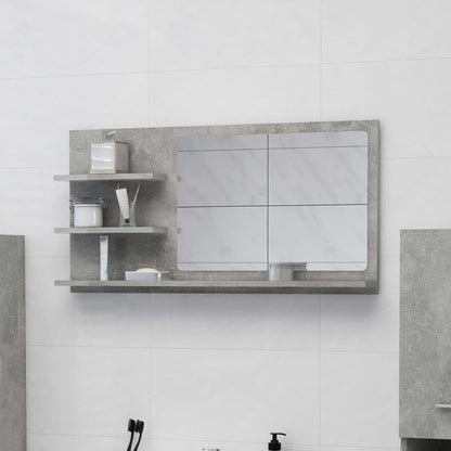 Specchio da Bagno Grigio Cemento 90x10,5x45cm Legno Multistrato | homemem39